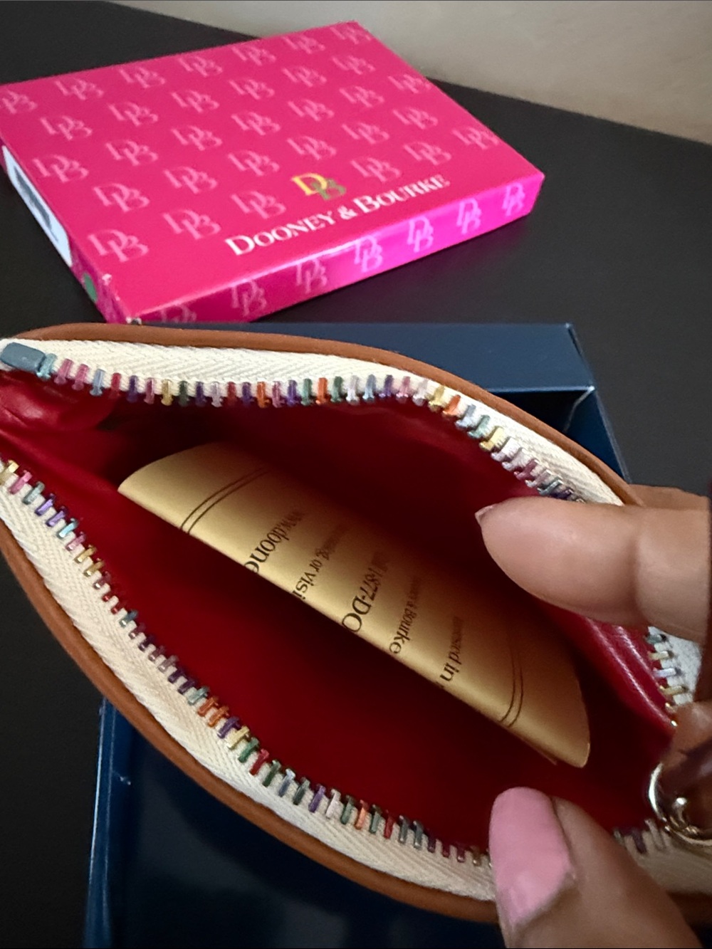 NWT Dooney & Bourke Rainbow DB Monogram Wristlet Pouch Wallet Box & Tags - Picture 2 of 12